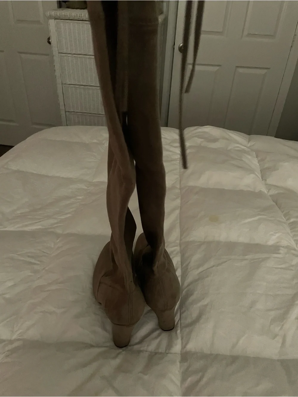 Steve Madden Taupe Over-the-Knee Suede Heeled Boots